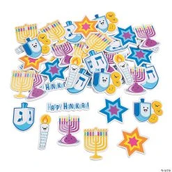 Budget ⌛ Bulk Hanukkah Self-Adhesive Shapes - 72 Pc. ????