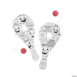 Cheap ???? Color Your Own Christian Pumpkin Paddleball Catch Games - 12 Pc. ????