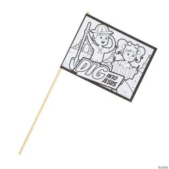 Discount ⌛ Color Your Own Dig VBS Flags - 12 Pc. ⌛
