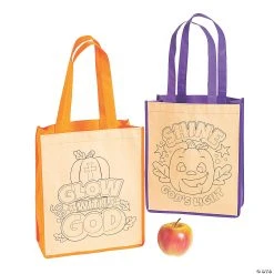 Brand new ???? Color Your Own Medium Christian Pumpkin ???? Halloween Nonwoven Tote Bags - 12 Pc. ????