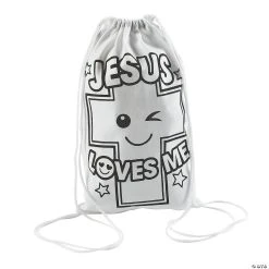 Best reviews of ???? Color Your Own Medium Jesus Loves Me Drawstring Bags - 12 Pc. ⌛