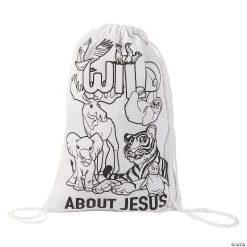 Buy ???? Color Your Own Medium Wild Encounters VBS Canvas Drawstring Bags - 12 Pc. ????