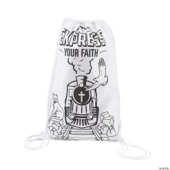 Buy ❤️ Color Your Own Railroad VBS Medium Drawstring Bags - 12 Pc. ????