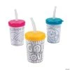 Budget ???? Color Your Own Religious Cups with Lids & Straws - 12 Pc. ????