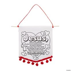 Budget ???? Color Your Own Valentine Prayer Banners with Pom-Pom Trim - 12 Pc. ????