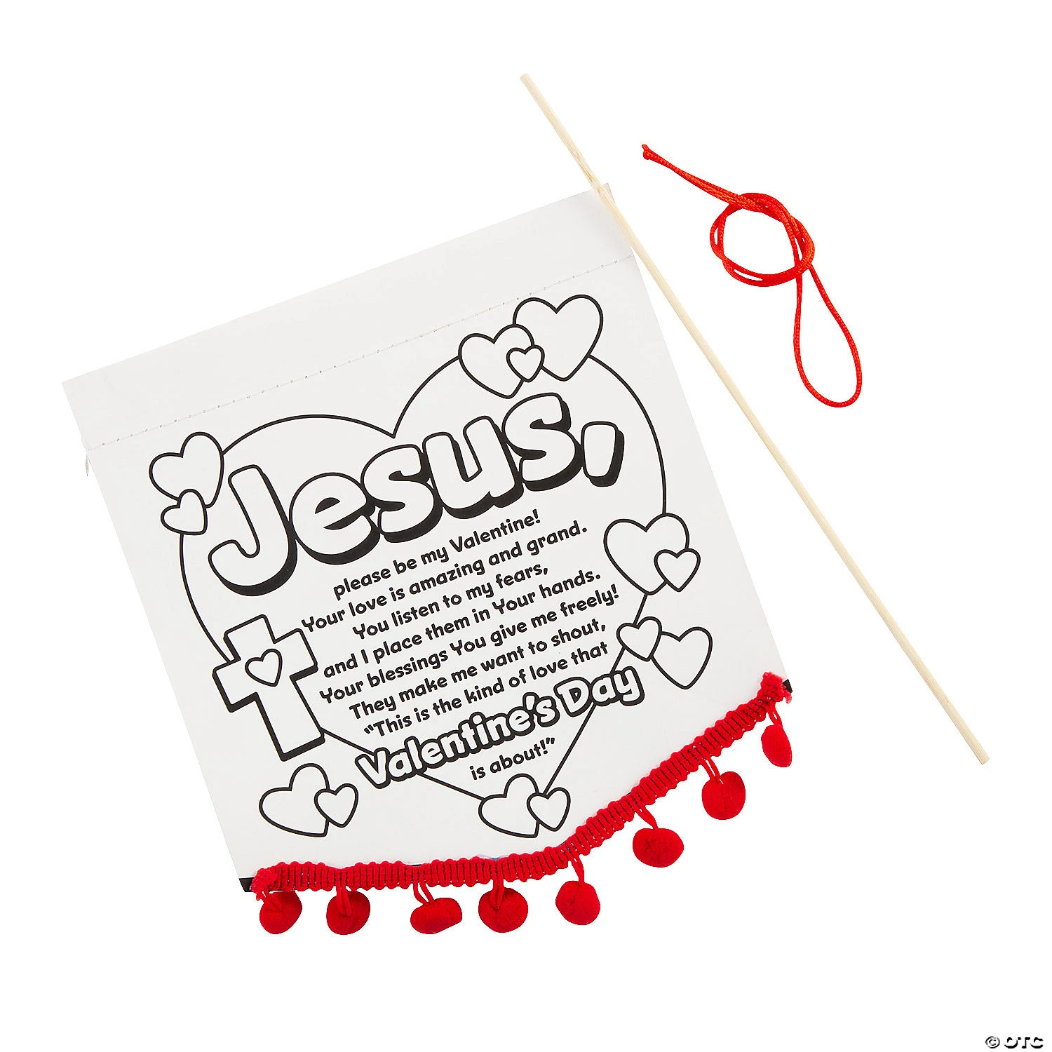 Budget ???? Color Your Own Valentine Prayer Banners with Pom-Pom Trim - 12 Pc. ???? 2 Budget ???? Color Your Own Valentine Prayer Banners with Pom-Pom Trim - 12 Pc. ???? - Image 2