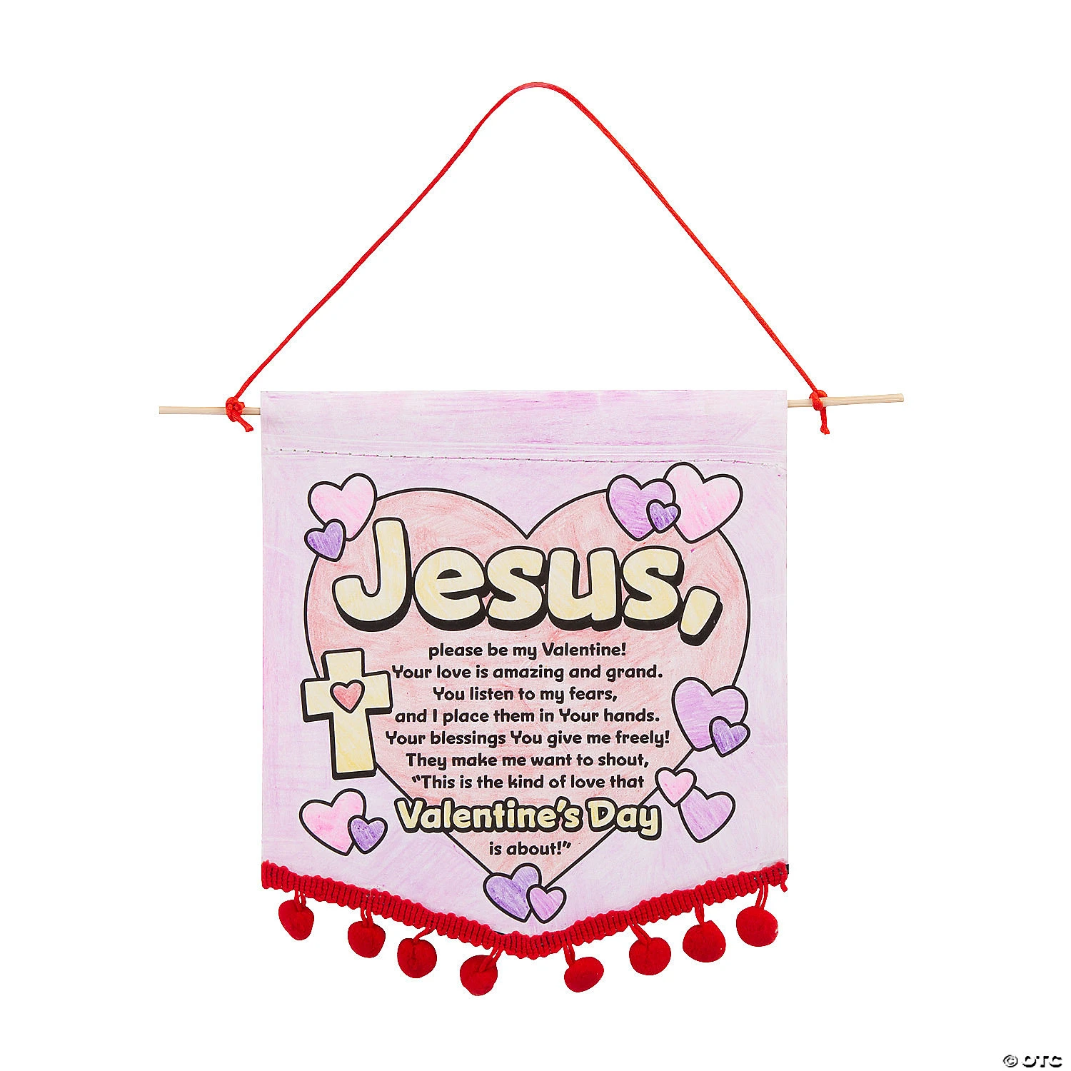 Budget ???? Color Your Own Valentine Prayer Banners with Pom-Pom Trim - 12 Pc. ???? 3 Budget ???? Color Your Own Valentine Prayer Banners with Pom-Pom Trim - 12 Pc. ???? - Image 3