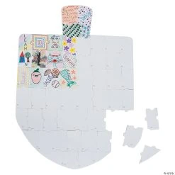 Budget ???? DIY Giant Puzzle Dreidel Bulletin Board Cutout - 55 Pc. ⭐