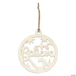 Best Pirce ???? DIY Unfinished Wood Believe Ornaments - 12 Pc. ????