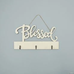Flash Sale ✔️ DIY Unfinished Wood Blessed Key Holder Sign ????