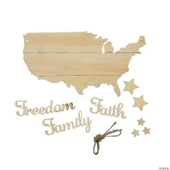 Promo ✨ DIY Unfinished Wood Faith Family Freedom Door Sign ????