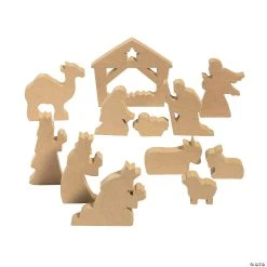 Coupon ???? DIY Unfinished Wood Nativity Set - 12 Pc. ????