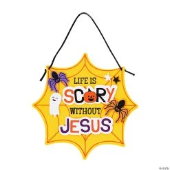 Hot Sale ✔️ Life is Scary Without Jesus ???? Halloween Sign Craft Kit – Makes 12 ????