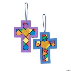 Cheapest ???? Religious Stained Glass Cross Ornament Craft Kit - Makes 12 ????
